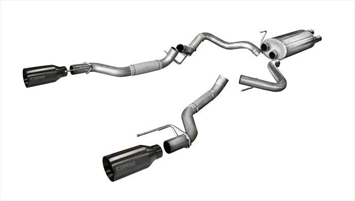 Corsa 2017-2020 Ford F-150 Raptor 3.5L Sport Cat-Back Dual Rear Exit w/ 5in Gunmetal Tip - 14397GNM