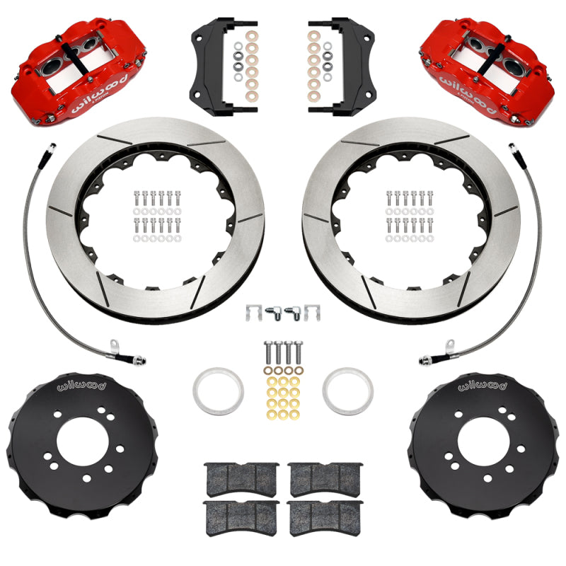 Wilwood 95-98 Nissan Skyline Superlite 6R Front BBK w/ 12.88in Slotted Rotors & Flexlines - Red - 140-18252-R
