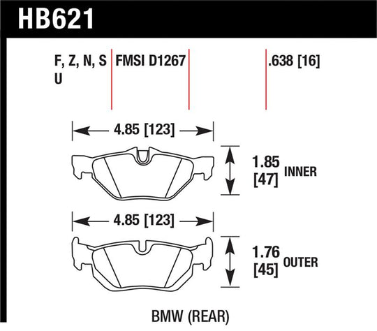 Hawk 08-11 BMW 128i / 10 BMW 323i / 07-11 BMW 328i / 07-11 BMW 328XI DTC-70 Race Rear Brake Pads - HB621U.638