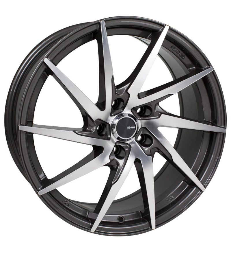 Enkei PW10 16x7 5x100 42mm Offset 72.6mm Bore Gunmetal Wheel w/ Machined Spokes Wheel - 500-670-8042GMM
