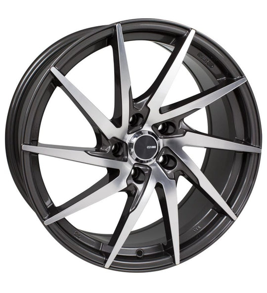 Enkei PW10 16x7 5x100 42mm Offset 72.6mm Bore Gunmetal Wheel w/ Machined Spokes Wheel - 500-670-8042GMM