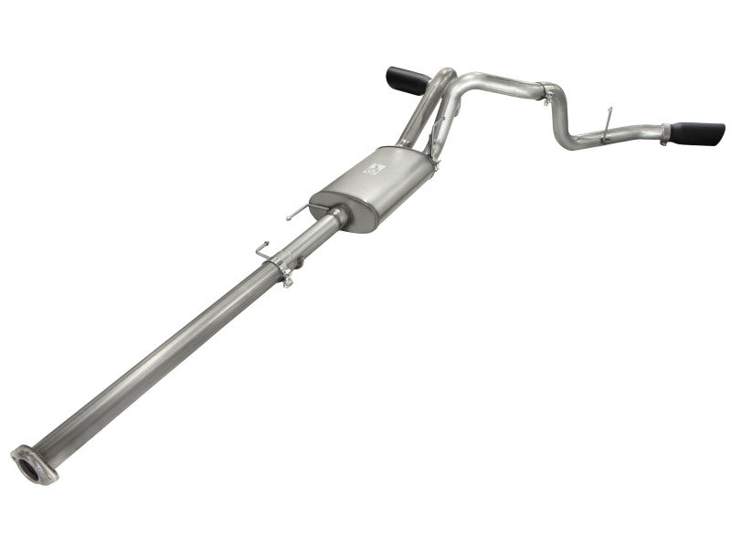 aFe MACHForce XP Exhaust 3in SS Dual Side Exit CB w/ Black Tips 11-14 Ford F150 EcoBoost V6-3.5L TT - 49-43056-B