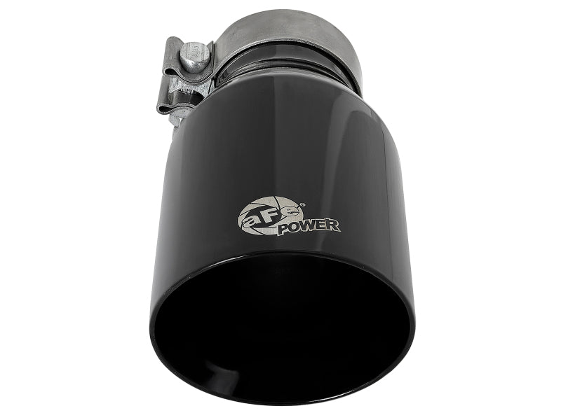 aFe MACH Force-Xp Univ 304 SS Double-Wall Clamp-On Exhaust Tip - Black - 3in Inlet - 4.5in Outlet - 49T30454-B092