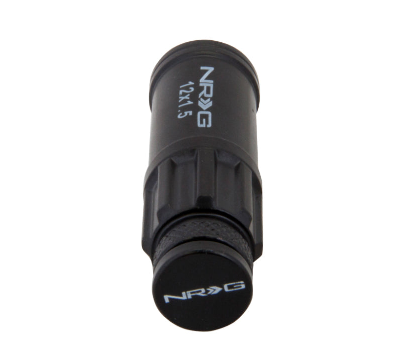 NRG 700 Series M12 X 1.5 Steel Lug Nut w/Dust Cap Cover Set 21 Pc w/Locks & Lock Socket - Black - LN-LS700BK-21