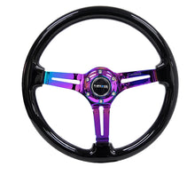 Load image into Gallery viewer, NRG Reinforced Steering Wheel (350mm / 3in. Deep) Blk Wood w/Blk Matte Spoke/Neochrome Center Mark - RST-018BK-MC
