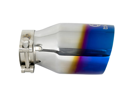 aFe Takeda 304 Stainless Steel Clamp-On Exhaust Tip 2.5in Inlet / 4in Outlet - Blue Flame - 49T25404-L07