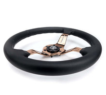 Load image into Gallery viewer, NRG Light Weight Gaming Steering Wheel - Splitz 350mm 3 Rose Gold Spokes Slits - Leather - ST-010RG-PR