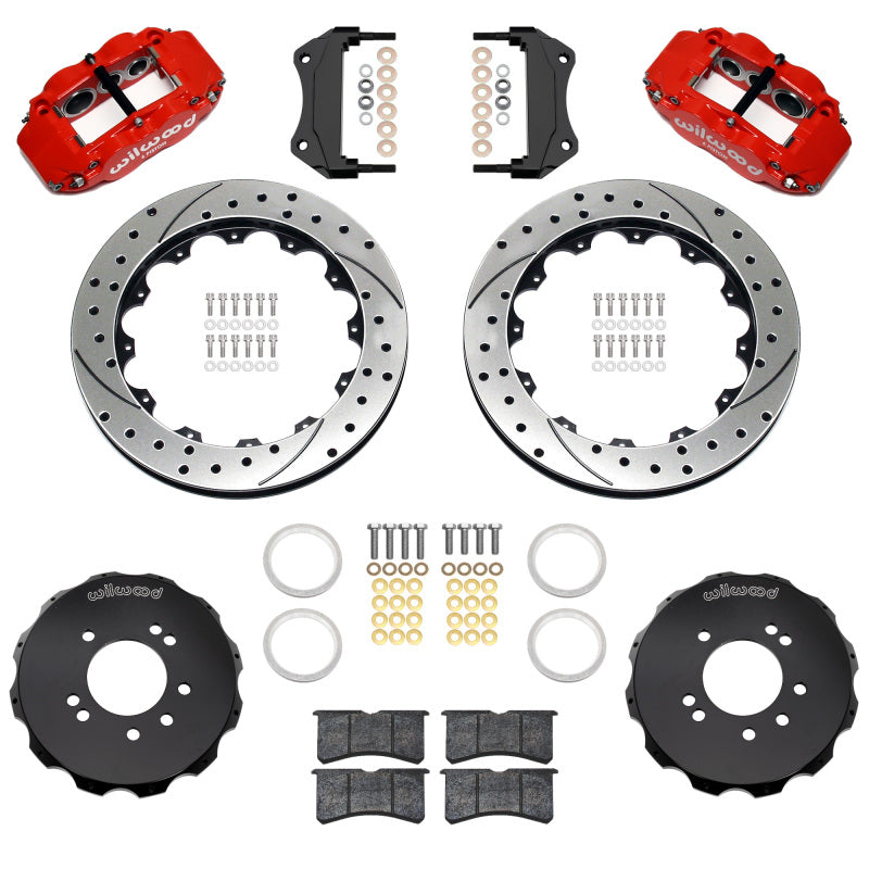 Wilwood 89-98 Nissan 240SX/89-94 Skyline/90-96 300ZX Superlite 6R Fr BBK w/ 12.88in D/S Rotors - Red - 140-18243-DR