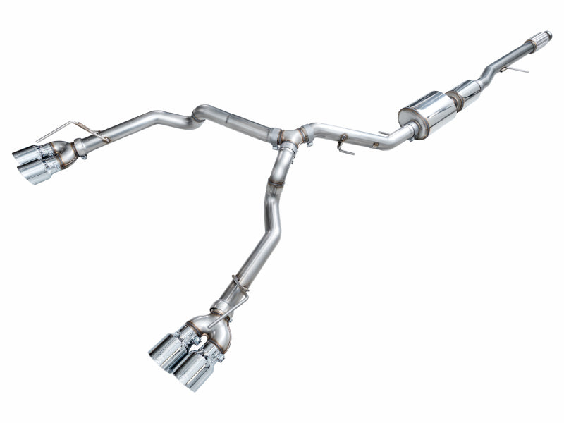 AWE Tuning 2021+ GMC Suburban/Yukon XL 5.3L 0FG Split Rear Exit Catback - Quad Chrome Silver Tips - 3015-42007