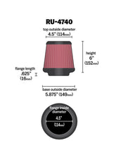Load image into Gallery viewer, K&amp;N Filter Universal Rubber Filter Round Tapered 4.5in  Flange 5.875in Base 4.5 inch Top 6in  Height - RU-4740