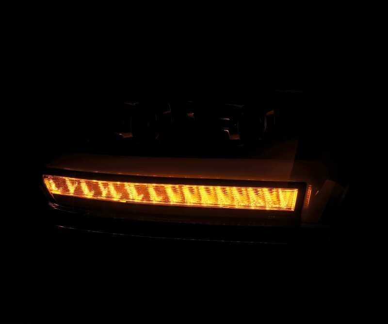 AlphaRex 19-20 Dodge Ram 1500 LUXX LED Proj Headlights Plank Jet Blk w/Activ Light/Seq Signal/DRL - 880545