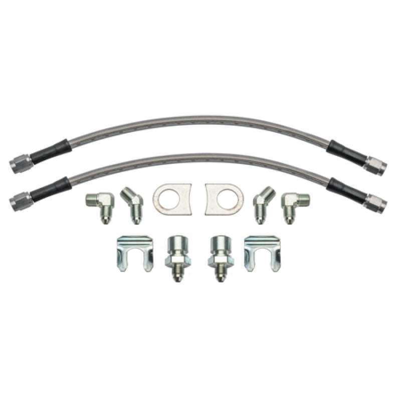 Wilwood 12in Length -3 to 3/8-24 IF 1/8-27 NPT 90 Degree Flexline Kit w/ Weld-On Bracket Tabs - 220-17288