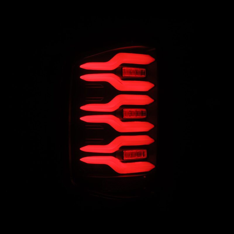 AlphaRex 14-18 Chevrolet Silverado Luxx-Series LED Tail Lights Black w/Activ Light/Seq Signal - 620030