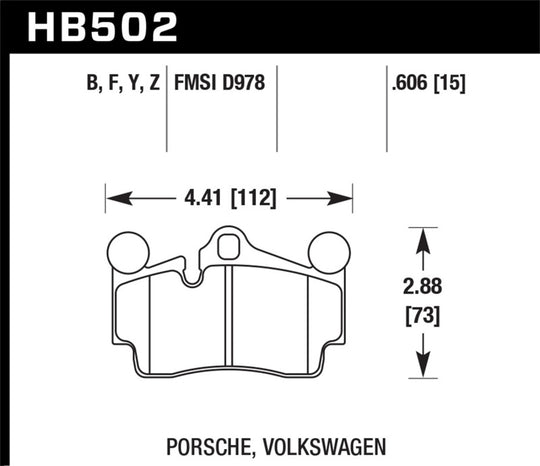 Hawk Porsche / Volkswagen Performance Ceramic Street Rear Brake Pads - HB502Z.606
