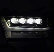 Load image into Gallery viewer, AlphaRex 19-20 Ram 1500HD NOVA LED Proj Headlight Plank Style Matte Blk w/Activ Light/Seq Signal/DRL - 880518