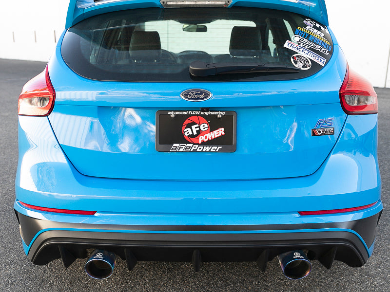 aFe Takeda 3in 304 SS Cat-Back Exhaust System w/ Blue Flame Tip 16-18 Ford Focus RS I4-2.3L (t) - 49-33103-L