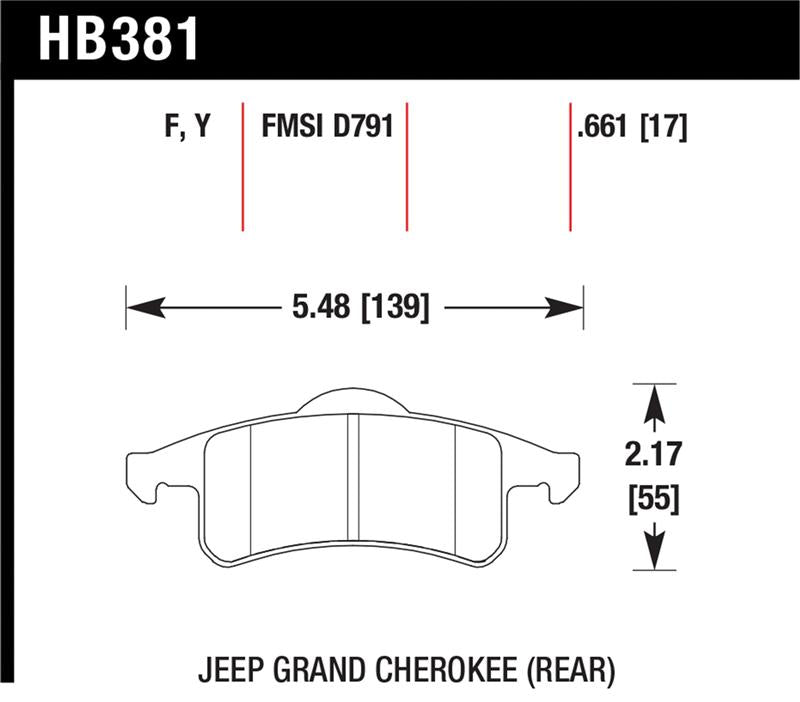 Hawk 99-04 Jeep Grand Cherokee LTS Street Rear Brake Pads - HB381Y.661