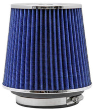 Load image into Gallery viewer, K&amp;N Universal Air Filter Chrome Round Tapered Blue - 4in Flange ID x 1.125in Flange Length x 5.5in H - RG-1001BL