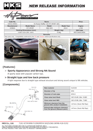HKS Hi-Power Muffler 2014+ Honda Fit Sport GK5 w/ Carbon Tips - 32016-KH001