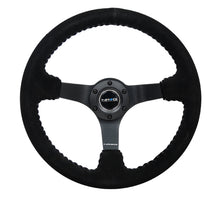 Load image into Gallery viewer, NRG Reinforced Steering Wheel (350mm / 3in. Deep) Blk Suede/Silver BBall Stitch w/5mm Mt. Blk Spokes - RST-036MB-S-SL