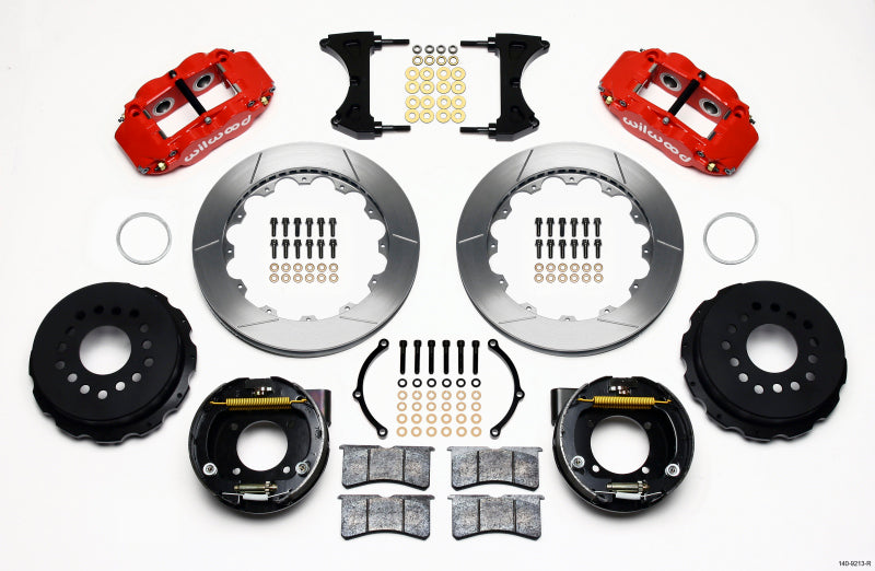 Wilwood Narrow Superlite 4R Rear P-Brk Kit 12.88in Red Chevy 12 Bolt w/ C-Clips - 140-9213-R