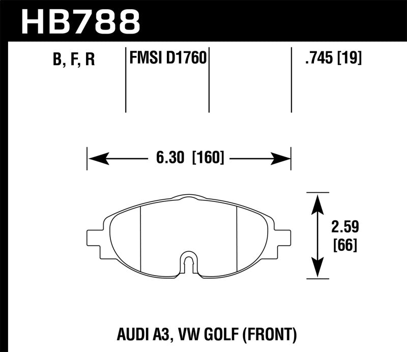 Hawk 15-17 VW Golf / Audi A3/A3 Quattro Front High Performance 5.0 Brake Pads - HB788B.745