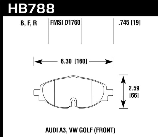 Hawk 15-17 VW Golf / Audi A3/A3 Quattro HP+ Street Front Brake Pads - HB788N.745