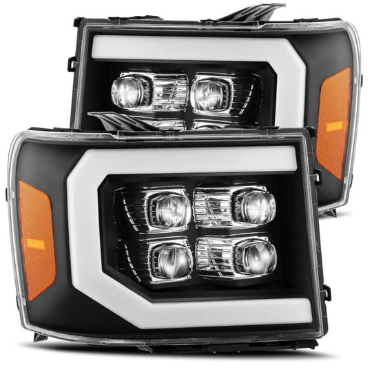 AlphaRex 07-13 GMC 1500HD NOVA LED Proj Headlight Plank Style Gloss Blk w/Activ Light/Seq Signal/DRL - 880609