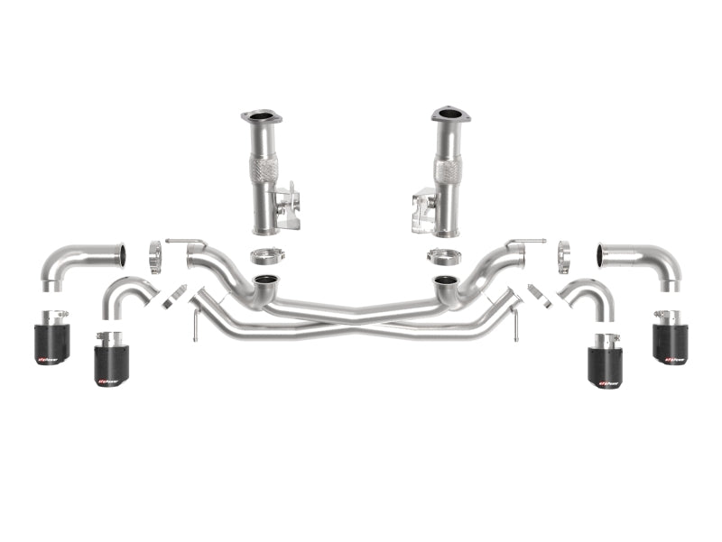 aFe MACH Force-Xp 3in to 2-1/2in 304SS Cat-Back (No Muff.) 2020 Chevy Corvette 6.2L - Carbon Tip - 49-34127NM-C