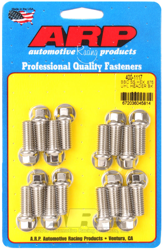 ARP BB Chevy SS hex .875 UHL header bolt kit - 400-1117
