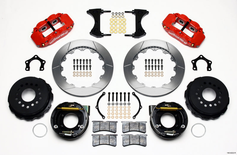 Wilwood Narrow Superlite 4R Rear P-Brk Kit 12.88in Red Mopar/Dana 2.36in Off w/Snap Ring Bearing - 140-9222-R
