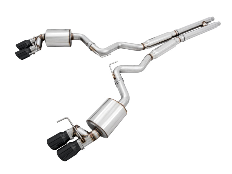 AWE Tuning 2018+ Ford Mustang GT (S550) Cat-Back Exhaust - Touring Edition (Quad Diamond Black Tips) - 3015-43106