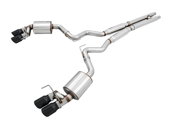 AWE Tuning 2018+ Ford Mustang GT (S550) Cat-Back Exhaust - Touring Edition (Quad Diamond Black Tips) - 3015-43106