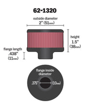 Load image into Gallery viewer, K&amp;N Clamp On Rubber Base Crankcase Vent Filter 0.375in Flange ID x 2in OD x 1.5in Height - 62-1320