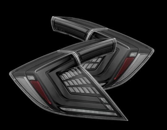 AlphaRex 16-21 Honda Civic Hatchback/ Type-R FK8 Nova-Series LED Tail Lights (Pair) - Alpha Black - 676000