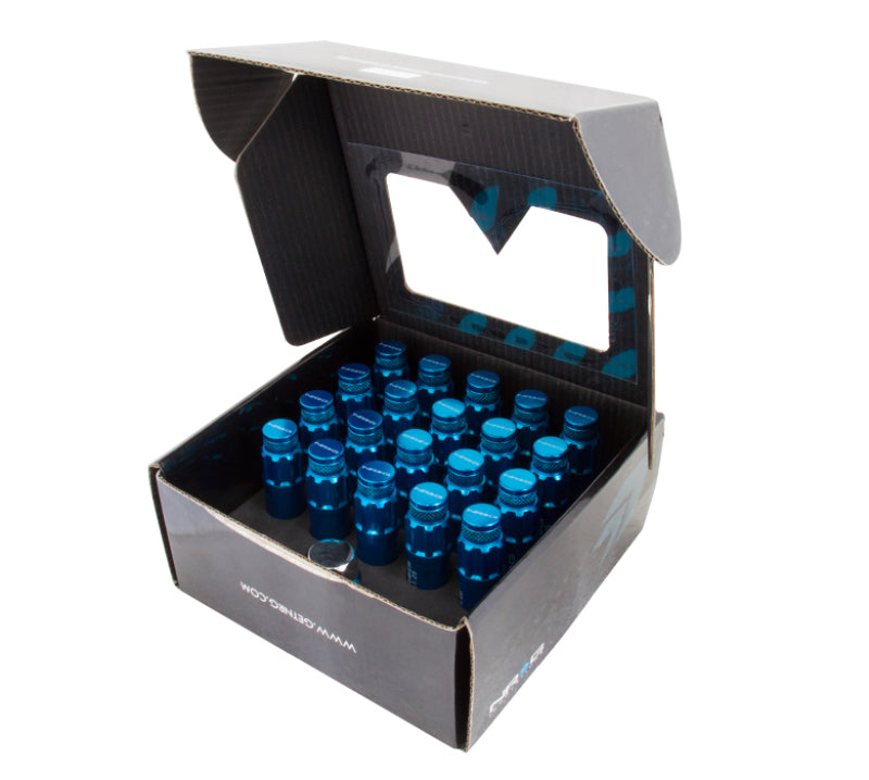 NRG 700 Series M12 X 1.5 Steel Lug Nut w/Dust Cap Cover Set 21 Pc w/Locks & Lock Socket - Blue - LN-LS700BL-21