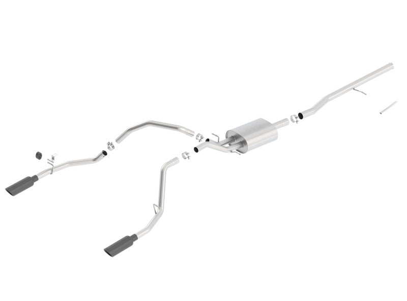 Borla 14 Silv/Sierra C/B Exhaust ATAK 1500 5.3L V8 AT/MT 2&4WD Ext Cab (78.7) WB - Black Chrome - 140537BC