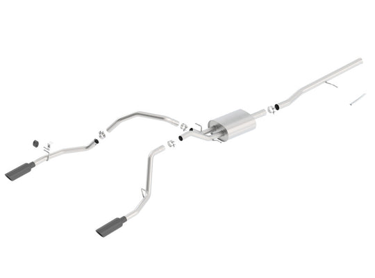 Borla 14 Silv/Sierra C/B Exhaust ATAK 1500 5.3L V8 AT/MT 2&4WD Ext Cab (78.7) WB - Black Chrome - 140537BC