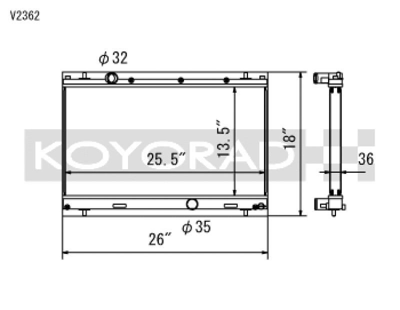Koyo 03-05 Dodge SRT-4 2.4L Turbo (MT) Radiator - V2362