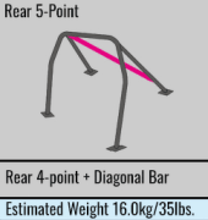 Load image into Gallery viewer, Cusco Safety21 2-Passenger 5-Point BLK REAR W/Diagonal Bar Roll Cage Subaru GRB STi 08-14