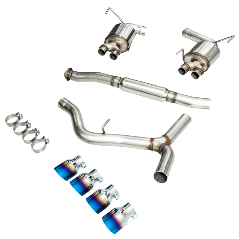 AWE Tuning 2015+ VA WRX Sedan Touring Edition Exhaust - Vapor Blue Quad Tips - 3015-49106