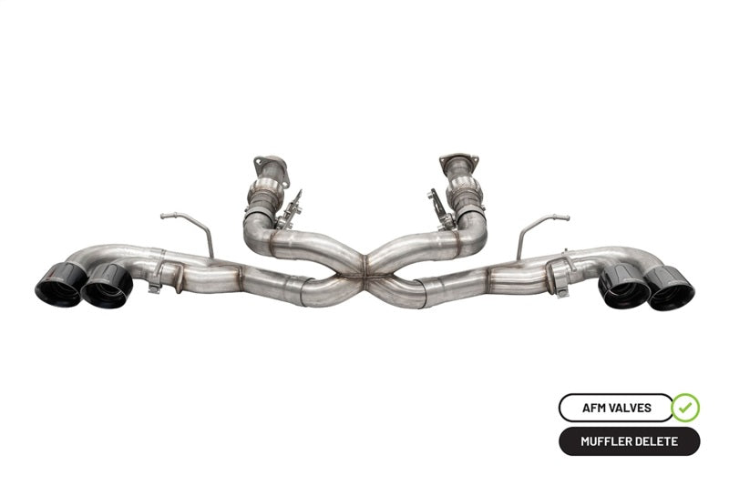 Corsa 20-25 Corvette C8 3in Xtreme Cat-Back Exhaust 4.5in Blk Quad Tips - Integrates stock AFM Valve - 21102BLK
