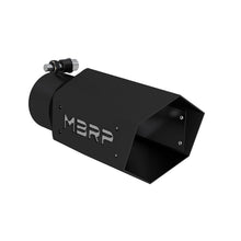 Load image into Gallery viewer, MBRP Universal 4in Hex Tip 3in Inlet 10in Length w/ Logo - Black Coated - T5169BLK