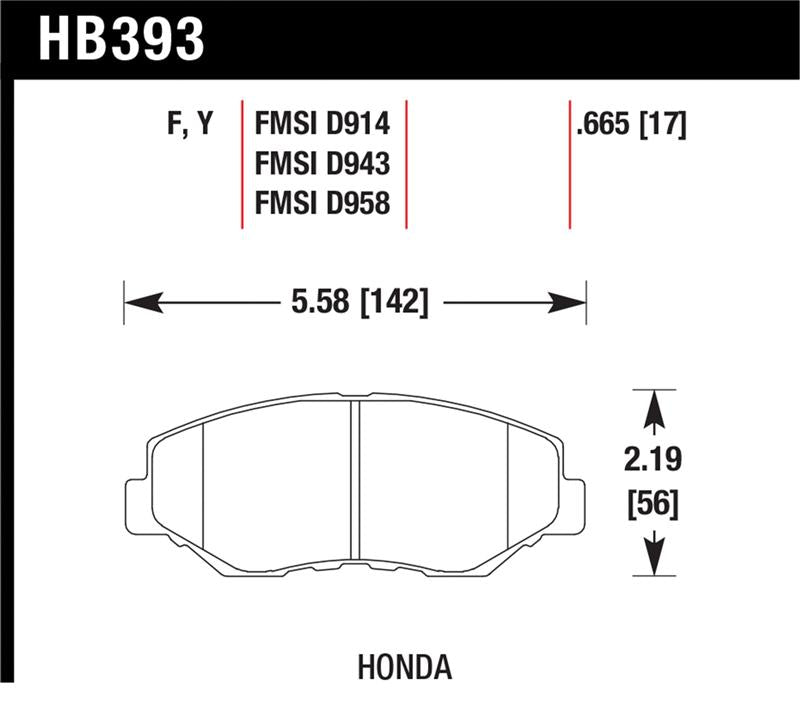 Hawk Acura/Honda HPS Street Front Brake Pads - HB393F.665