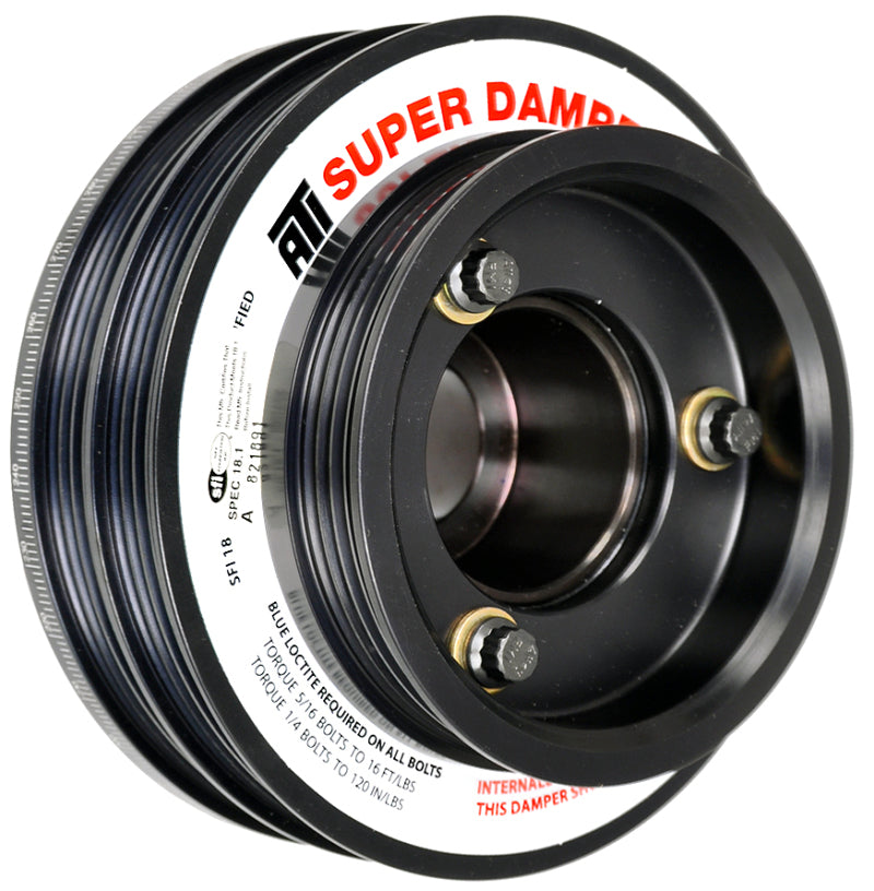 ATI Damper - 5.67in - Alum - (2) 4 Grv - Nissan RB26 - R33 34 - 1Pc - w/Power Steering Pulley - ATI918598