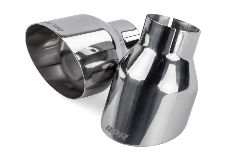 APR Single-Walled 4in Slash-Cut Tips - Polished Silver - Set of 2 - TPK0004