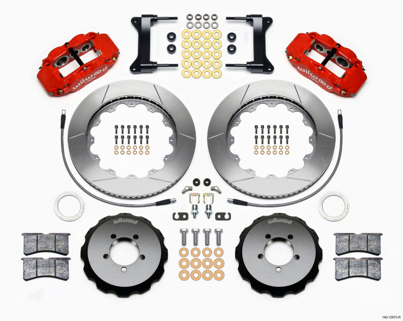 Wilwood Narrow Superlite 6R Front Hat Kit 14.00in Red 1999-2012 Subaru WRX w/Lines - 140-12875-R