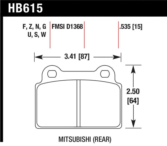 Hawk EVO X HP+ Street Rear Brake Pads - HB615N.535