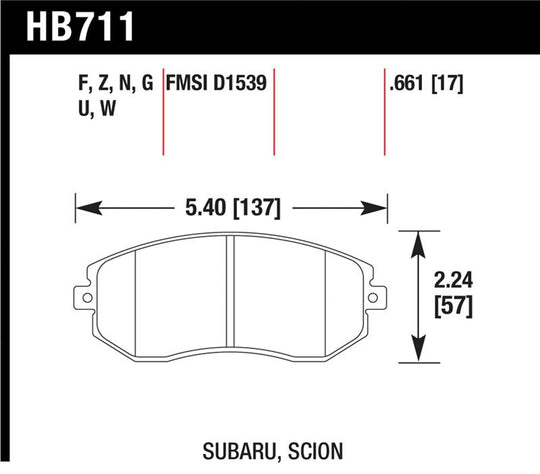 Hawk 13 Subaru BRZ / 13 Scion FR-S HP Plus Front Street Brake Pads - HB711N.661