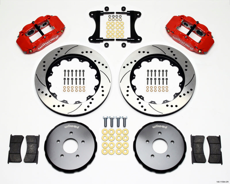 Wilwood Narrow Superlite 6R Front Hat Kit 14.00in Drill Red Nissan 370Z/Fiti G37 - 140-11584-DR